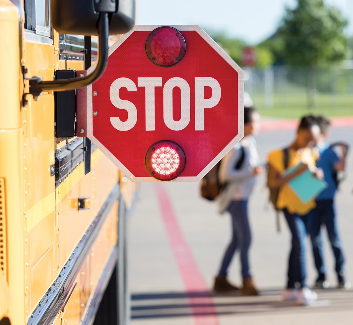 school bus and kids