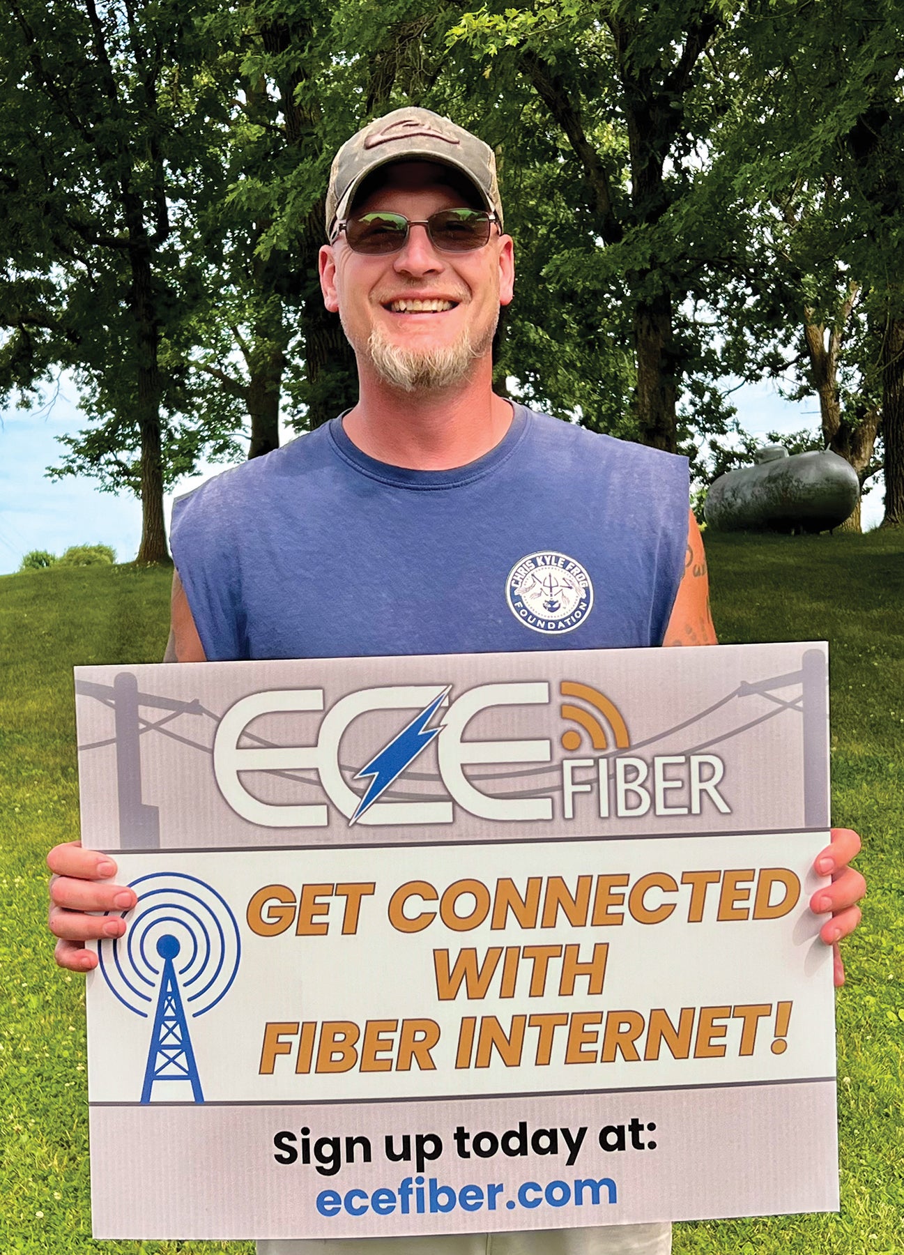 man holding sign